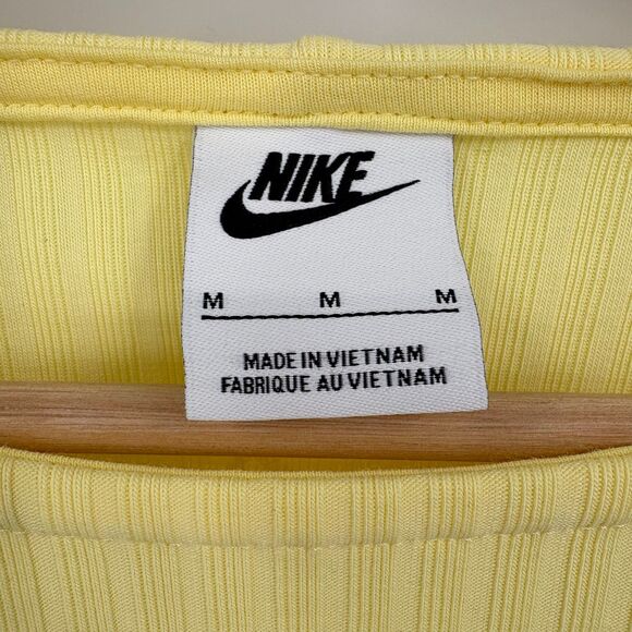 Nike Sportswear Ribbed Jersey Long Bell Sleeve Top, Sz Med, Yellow Athleisure - Picture 10 of 11